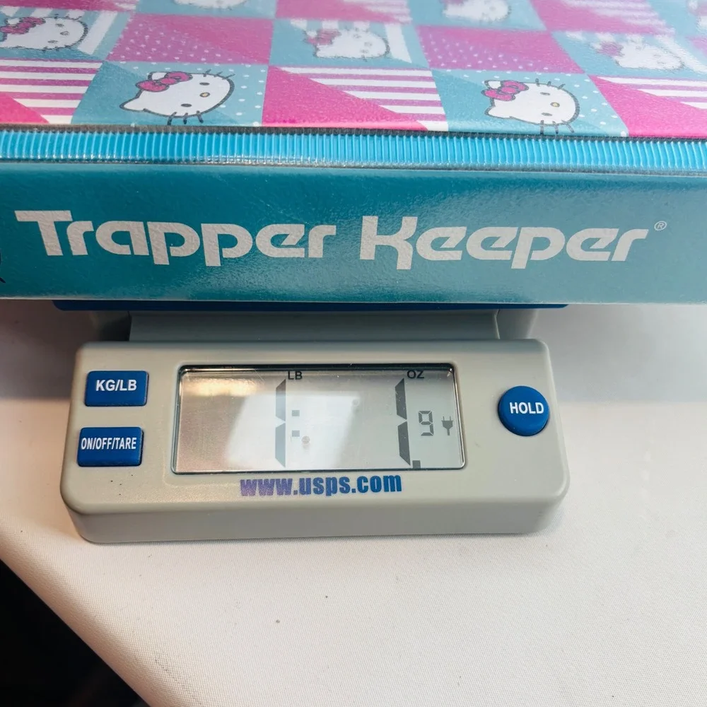 Mead Hello Kitty Trapper Keeper 3 Ring Binder Blue Pink Grid 2014 Sanrio